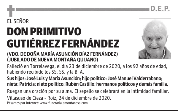 DON PRIMITIVO GUTIÉRREZ FERNÁNDEZ