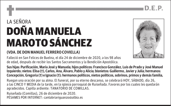 DOÑA MANUELA MAROTO SÁNCHEZ
