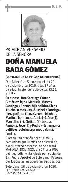 DOÑA MANUELA BADA GÓMEZ
