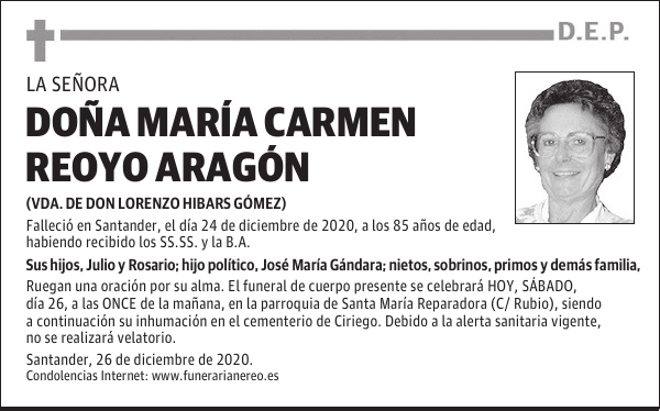 DOÑA MARÍA CARMEN REOYO ARAGÓN