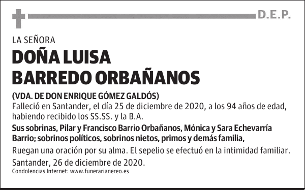 DOÑA LUISA BARREDO ORBAÑANOS