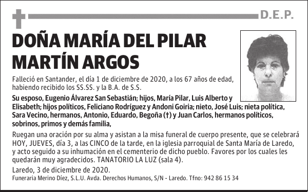 DOÑA MARÍA DEL PILAR MARTÍN ARGOS