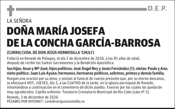 DOÑA MARÍA JOSEFA DE LA CONCHA GARCÍA-BARROSA