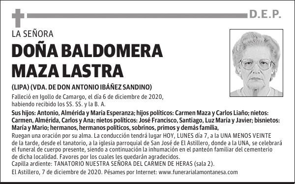 DOÑA BALDOMERA MAZA LASTRA