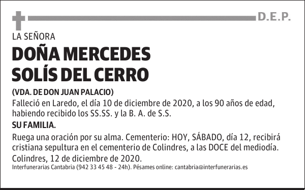 DOÑA MERCEDES SOLÍS DEL CERRO