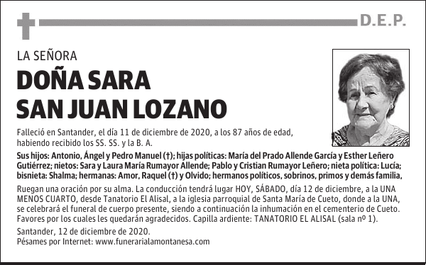 DOÑA SARA SAN JUAN LOZANO