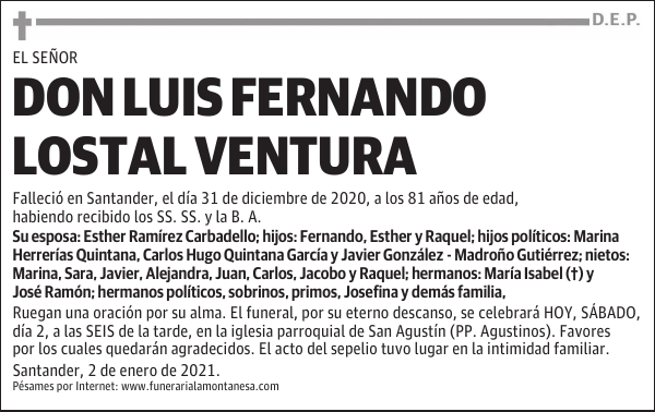 DON LUIS FERNANDO LOSTAL VENTURA