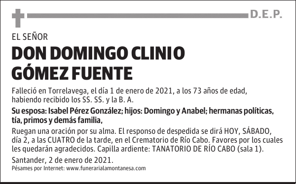 DON DOMINGO CLINIO GÓMEZ FUENTE