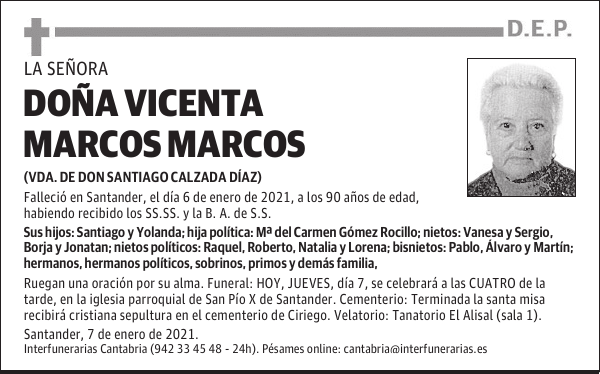 DOÑA VICENTA MARCOS MARCOS