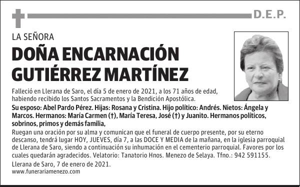 DOÑA ENCARNACIÓN GUTIÉRREZ MARTÍNEZ