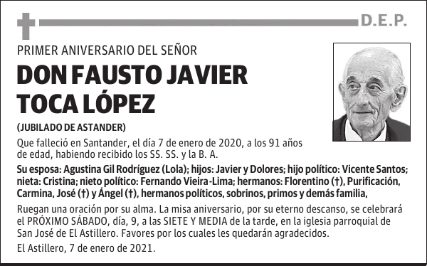 DON FAUSTO JAVIER TOCA LÓPEZ