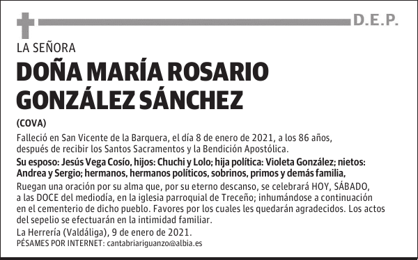 DOÑA MARÍA ROSARIO GONZÁLEZ SÁNCHEZ