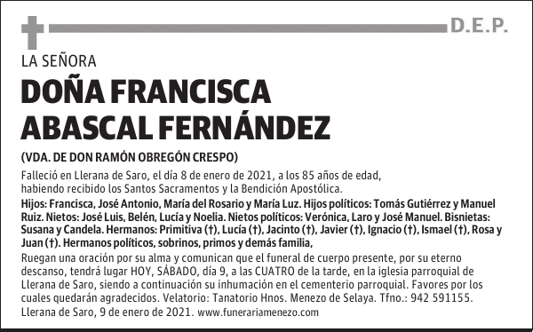 DOÑA FRANCISCA ABASCAL FERNÁNDEZ