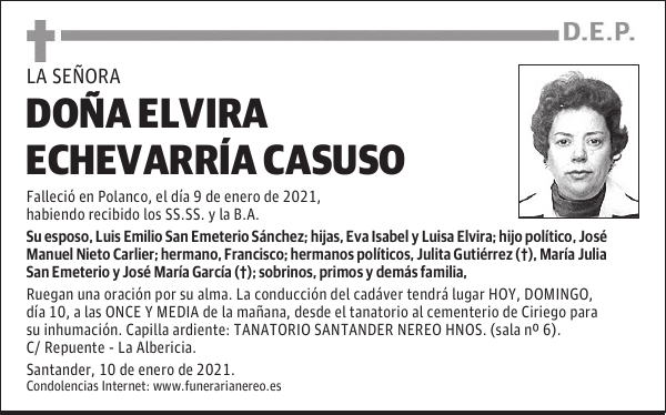 DOÑA ELVIRA ECHEVARRÍA CASUSO