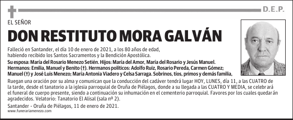 DON RESTITUTO MORA GALVÁN