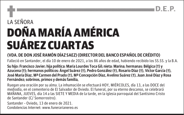 DOÑA MARÍA AMÉRICA SUÁREZ CUARTAS