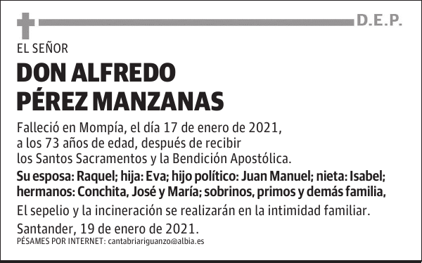 DON ALFREDO PÉREZ MANZANAS