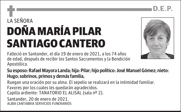 DOÑA MARÍA PILAR SANTIAGO CANTERO