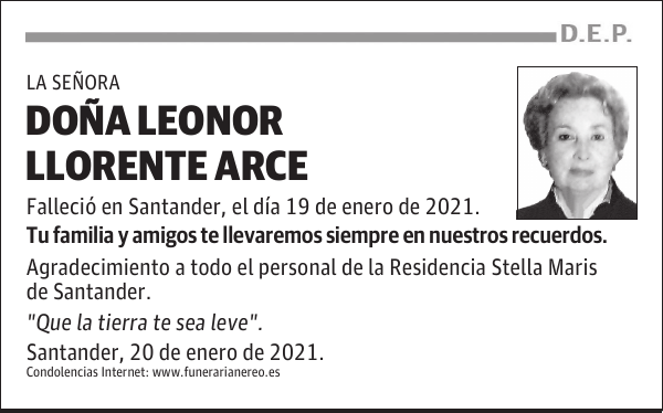 DOÑA LEONOR LLORENTE ARCE