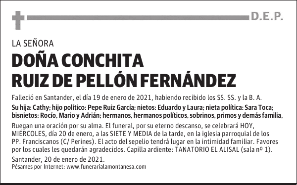 DOÑA CONCHITA RUIZ DE PELLÓN FERNÁNDEZ