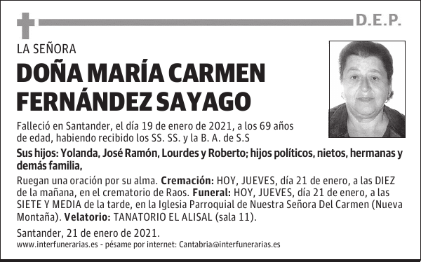 DOÑA. MARÍA CARMEN FERNÁNDEZ SAYAGO