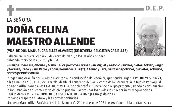 DOÑA CELINA MAESTRO ALLENDE