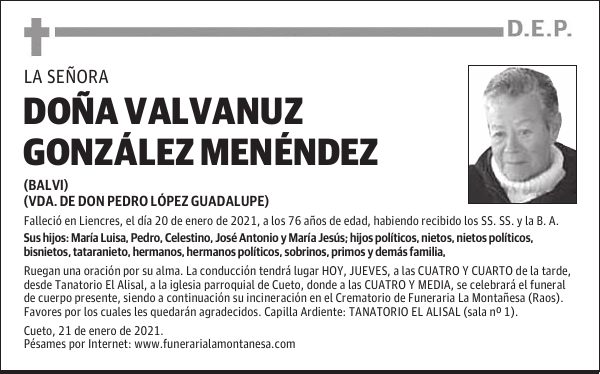 DOÑA VALVANUZ GONZÁLEZ MENÉNDEZ