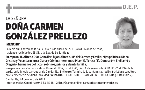 DOÑA CARMEN GONZÁLEZ PRELLEZO