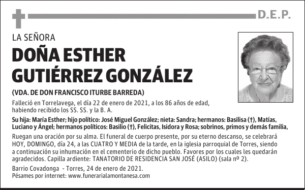 DOÑA ESTHER GUTIÉRREZ GONZÁLEZ