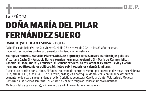 DOÑA MARÍA DEL PILAR FERNÁNDEZ SUERO