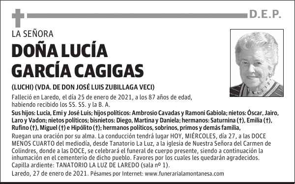 DOÑA LUCÍA GARCÍA CAGIGAS