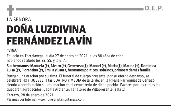 DOÑA LUZDIVINA FERNÁNDEZ LAVÍN