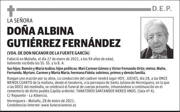 DOÑA ALBINA GUTIÉRREZ FERNÁNDEZ