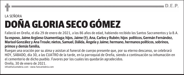 DOÑA GLORIA SECO GÓMEZ