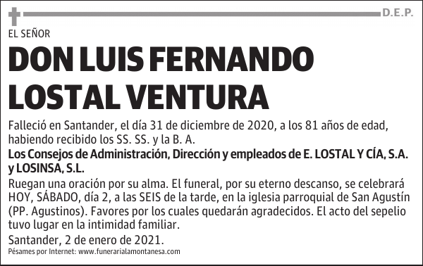 DON LUIS FERNANDO LOSTAL VENTURA