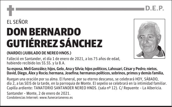 DON BERNARDO GUTIÉRREZ SÁNCHEZ