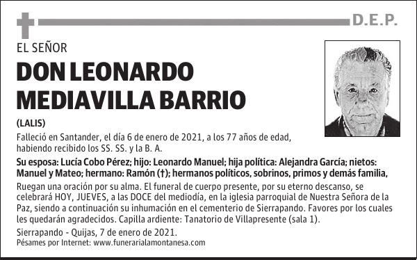 DON LEONARDO MEDIAVILLA BARRIO