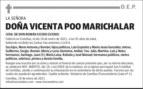 DOÑA VICENTA POO MARICHALAR