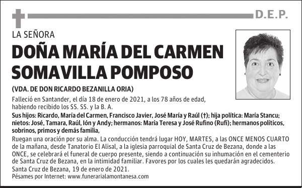 DOÑA MARÍA DEL CARMEN SOMAVILLA POMPOSO