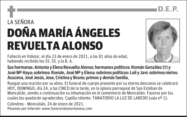 DOÑA MARÍA ÁNGELES REVUELTA ALONSO
