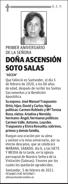 DOÑA ASCENSIÓN SOTO SALAS