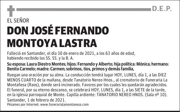 DON JOSÉ FERNANDO MONTOYA LASTRA