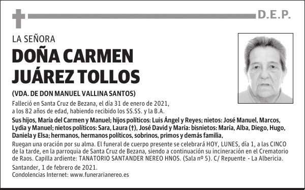 DOÑA CARMEN JUÁREZ TOLLOS