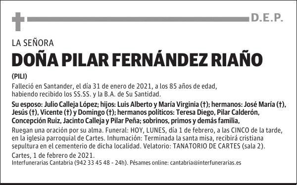 DOÑA PILAR FERNÁNDEZ RIAÑO