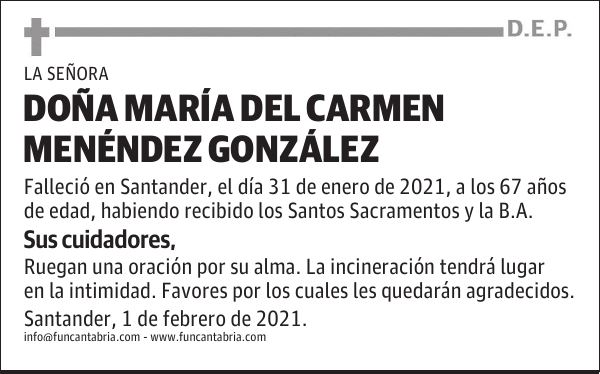 DOÑA MARÍA DEL CARMEN MENÉNDEZ GONZÁLEZ