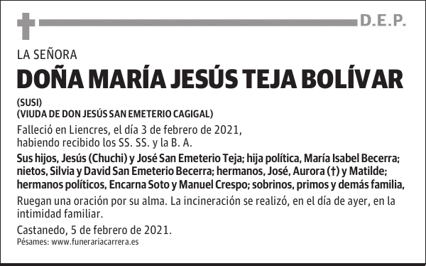 Doña María Jesús Teja Boívar
