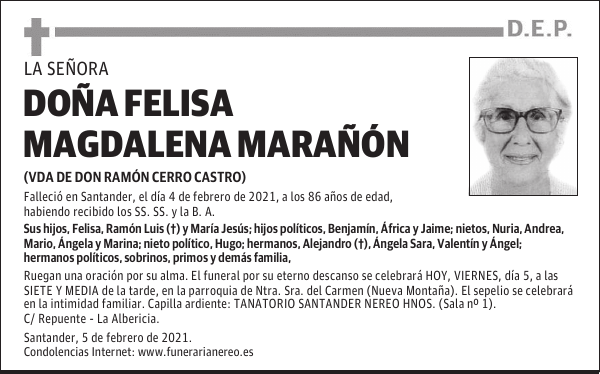 DOÑA FELISA MAGDALENA MARAÑÓN