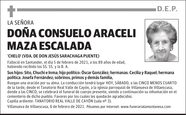 DOÑA CONSUELO ARACELI MAZA ESCALADA