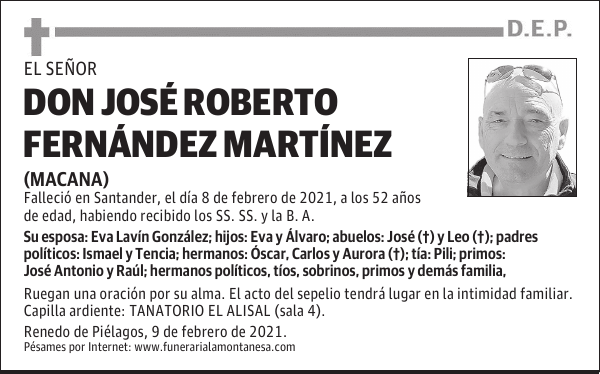 DON JOSÉ ROBERTO FERNÁNDEZ MARTÍNEZ