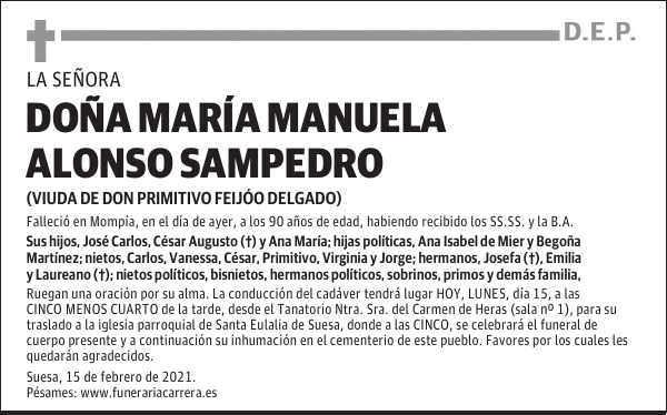DOÑA MARÍA MANUELA ALONSO SAMPEDRO